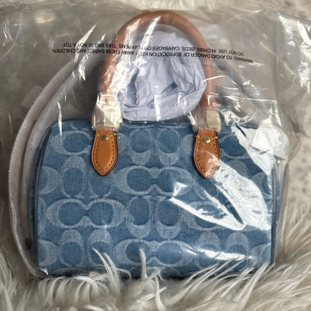 COACH Mini Rowan Crossbody Bag Signature Denim Logo Handbag CDQ36 NWT